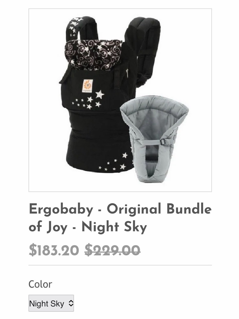 Ergobaby Black with White Star Accents